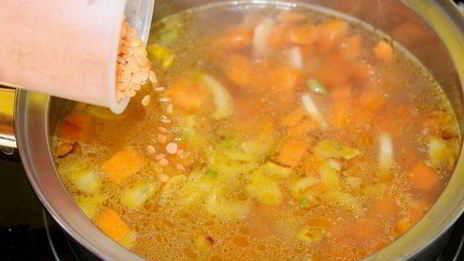 суп-пюре с чечевицей и нутом