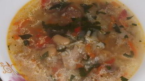 суп рисовый с фасолью