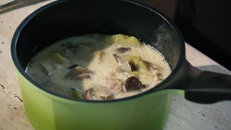 сырный суп с грибами