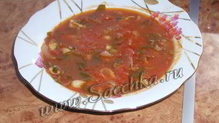 Томатный суп с морепродуктами