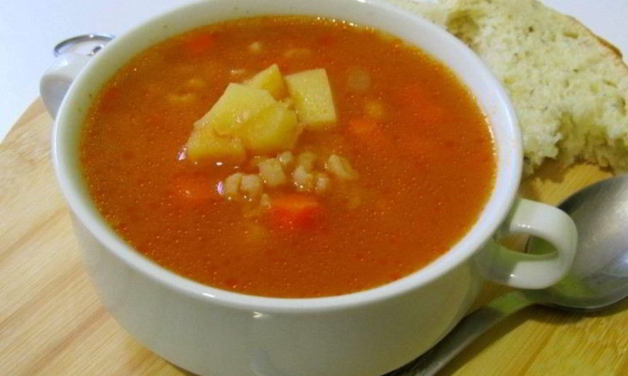 Рецепт томатного супа с перловкой