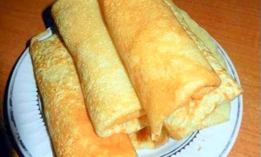 Рецепт блинчиков на молоке со свиной печенкой и капустой