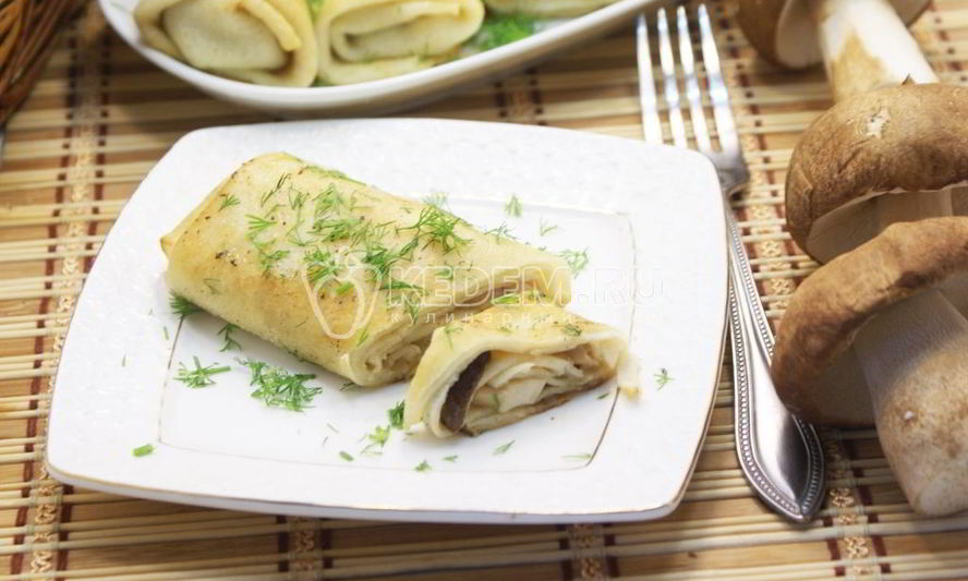 Рецепт блинчиков с грибами