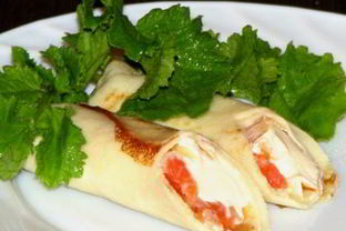 Блинчики с рыбой и сыром