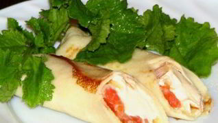 Блинчики с рыбой и сыром