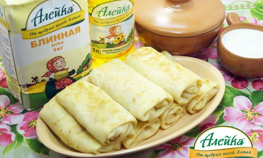 Рецепт блинчиков с ветчиной и сыром