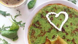 Блинчики со шпинатом и руколой без яиц