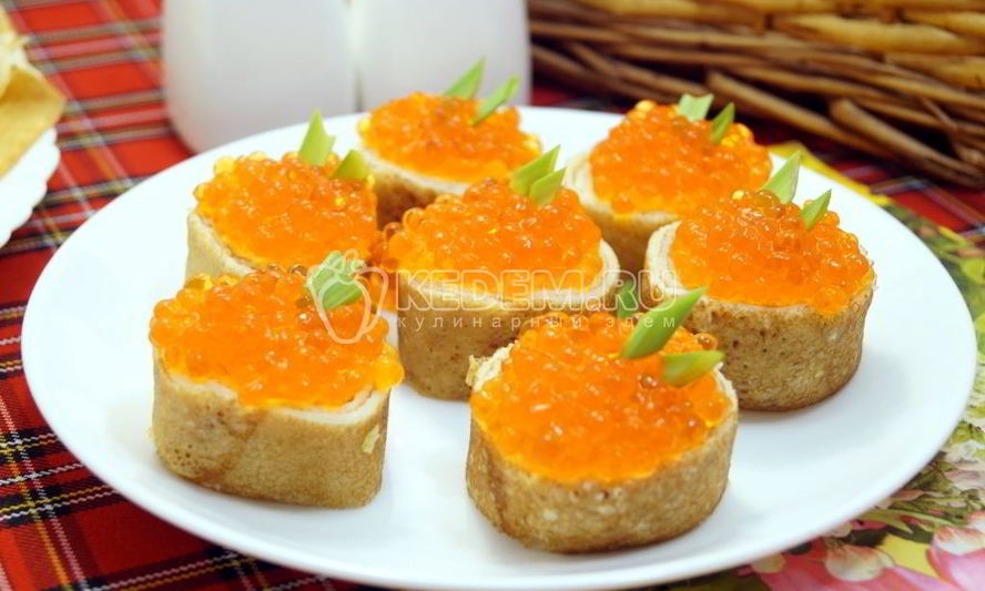 Рецепт блинов с красной икрой