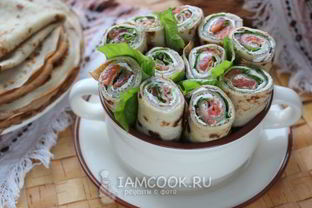 Блины с лососем и творожным сыром