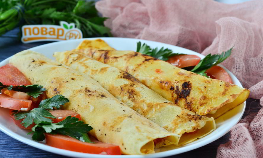 Рецепт блинов с помидорами