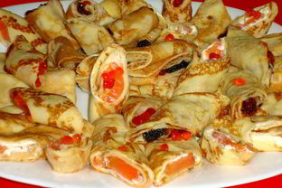 Блины с семгой и икрой