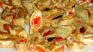 Блины с семгой и икрой