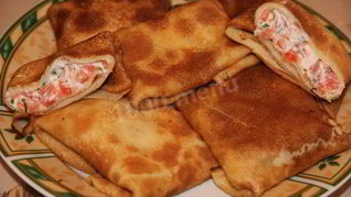 Блины с семгой и сыром