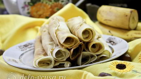 блины с творогом и бананом