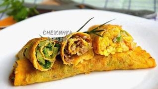 Овощные блинчики с сыром Джюгас и разными начинками