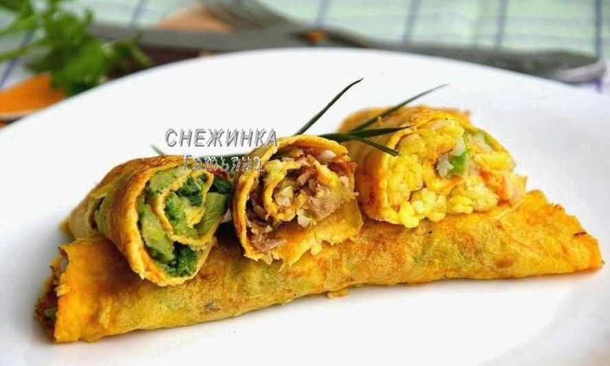 Рецепт овощных блинчиков с сыром джюгас и разными начинками