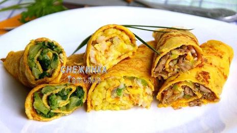 овощные блинчики с сыром джюгас и разными начинками