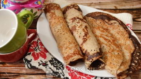 пшенично-гречневые блины на молоке и дрожжах