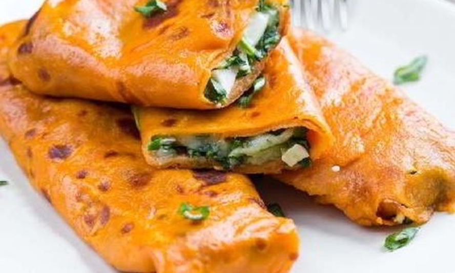 Рецепт томатных блинчиков с начинкой