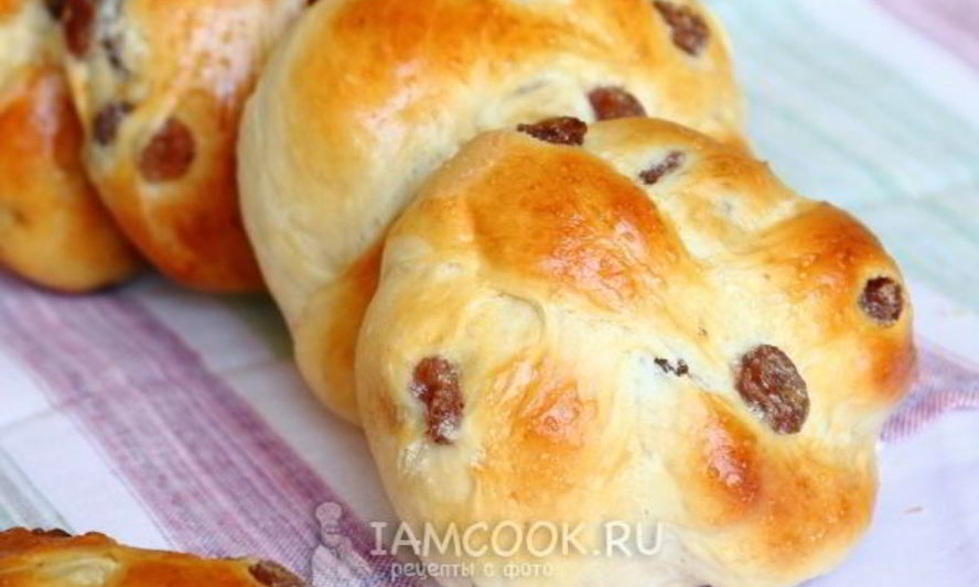 Рецепт булочек с изюмом из дрожжевого теста