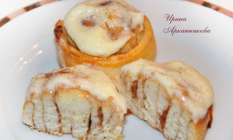 Рецепт булочек с корицей и сливочной заливкой