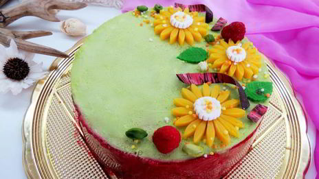 фисташковый чизкейк с малиной