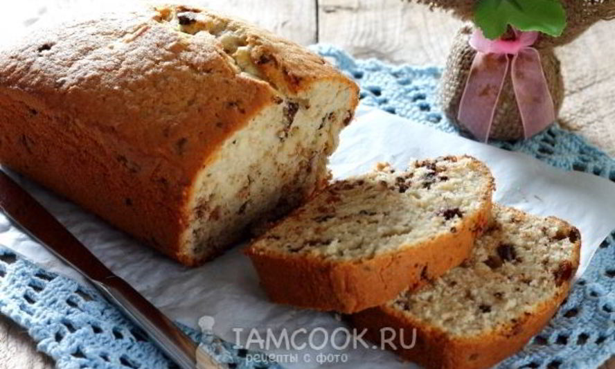 Рецепт бананового кекса с шоколадной крошкой