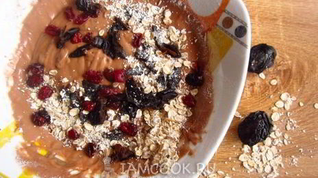 кекс на нутелле с овсяными хлопьями и сухофруктами