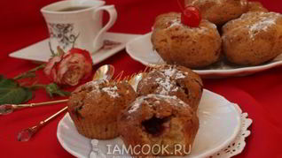 Творожные кексы с ежевикой в силиконовых формочках