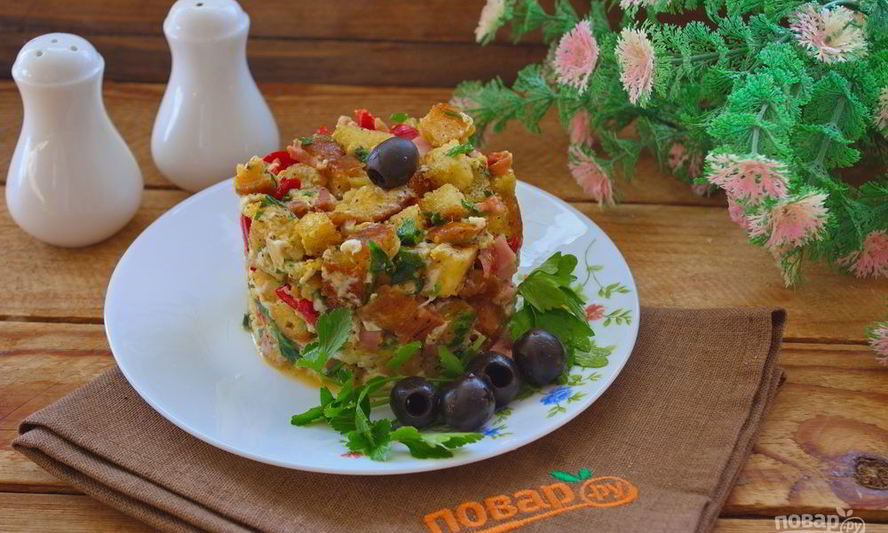 Рецепт чудесной закуски из жареного хлеба и яйца