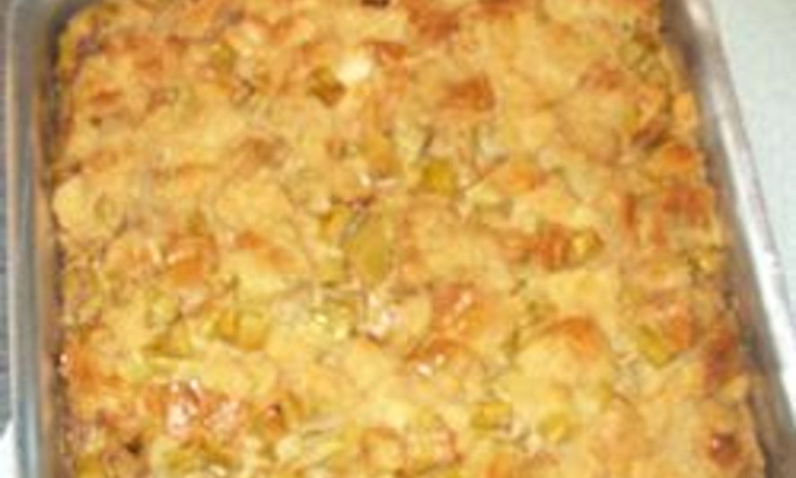 Рецепт запеканки из хлеба с ревенем