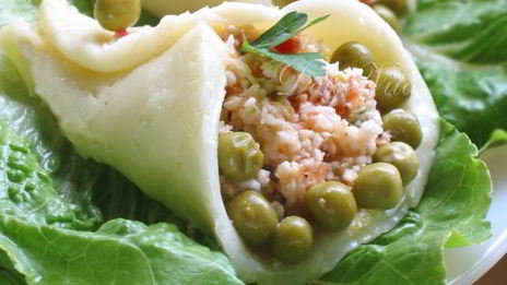 конвертики из сыра с салатом на здоровье