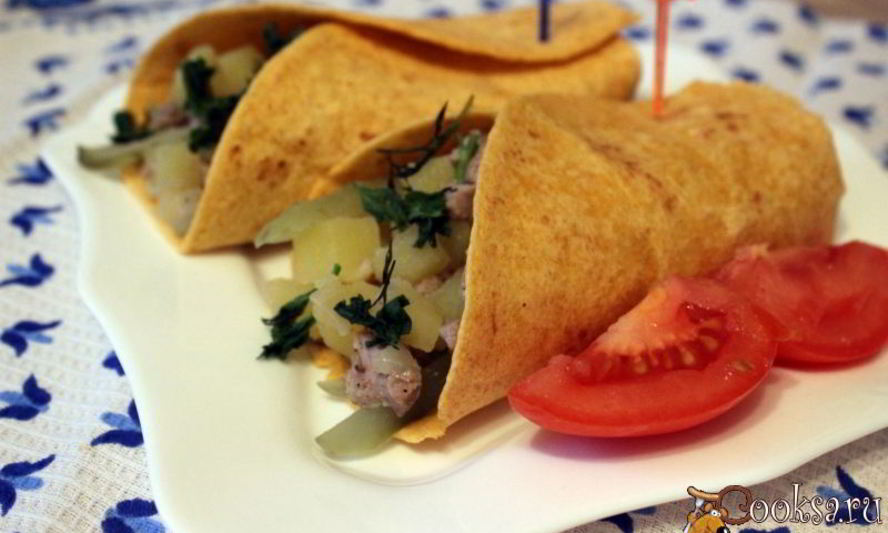 Рецепт лепешек тортилья с картофелем и свининой