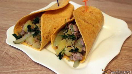 лепешки тортилья с картофелем и свининой