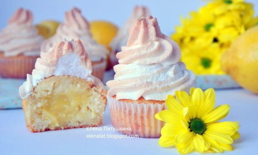 Рецепт лимонных маффинов с курдом и меренгой