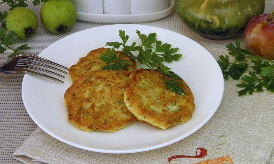 Рецепт оладий из кабачков с творогом