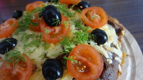 блинчатый пирог с курицей и грибами