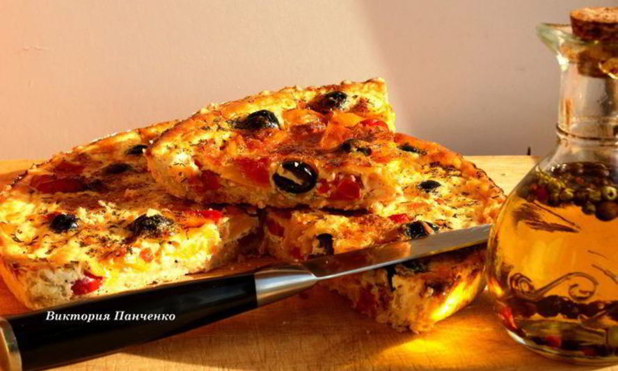 Рецепт киша с болгарскими перцами и маслинами