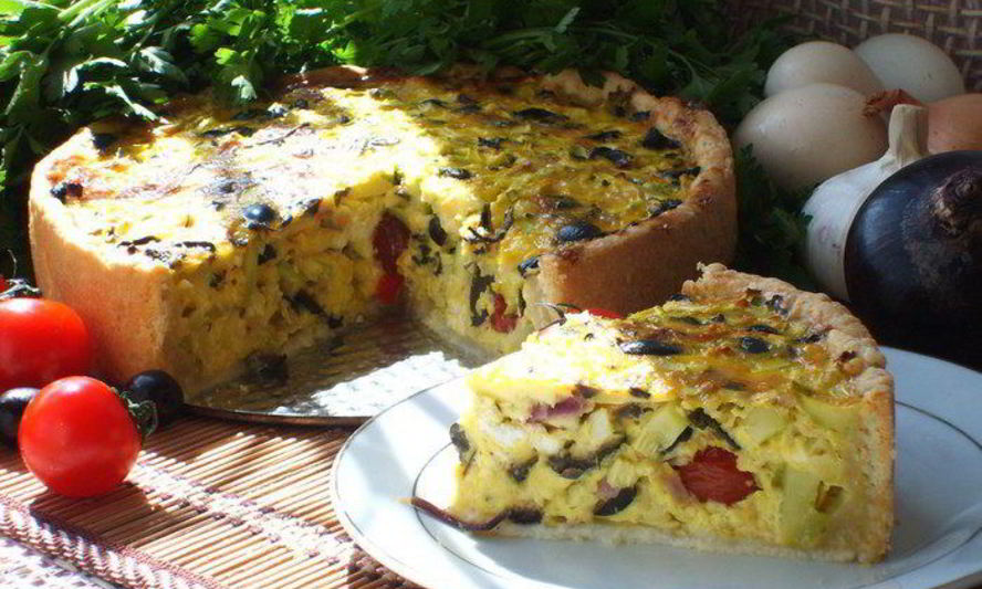 Рецепт киша с кабачками и маслинами