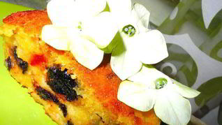 Кукурузно-творожный пудинг-пирог с сухофруктами