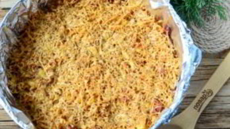 пирог из спагетти болоньезе