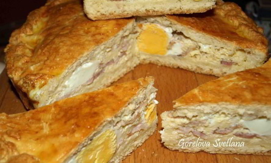 Рецепт пирога с беконом и яйцами