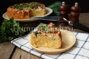 Сырный пирог с курицей в мультиварке