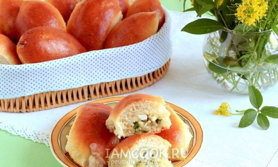 Рецепт пирожков с рисом, яйцом и зеленым луком