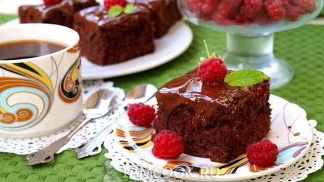 брауни с малиной