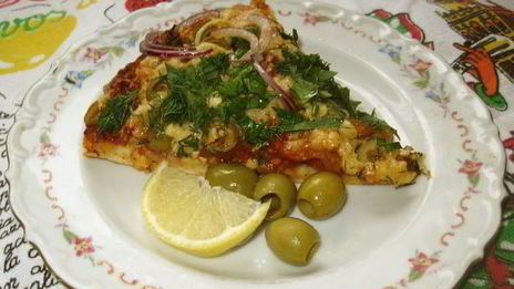 пицца с маринованным мясом