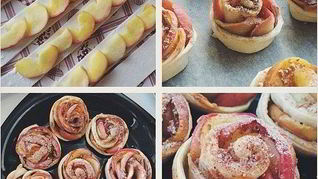 Слойки с яблоком Розочки