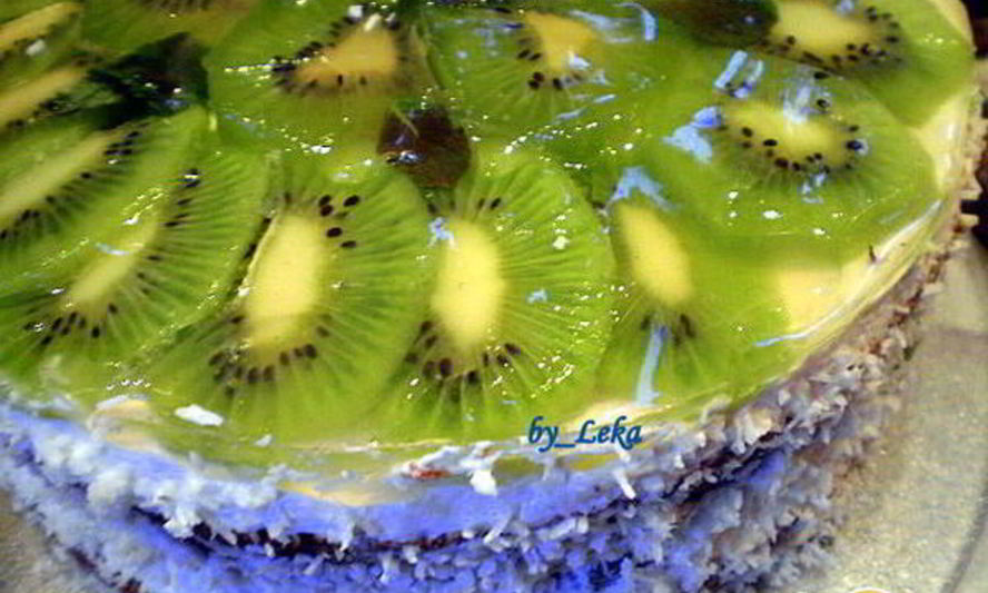 Рецепт бисквитного торта с мятой и киви