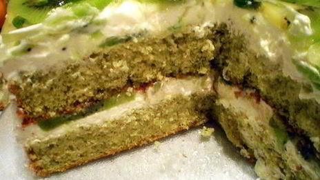 бисквитный торт с мятой и киви