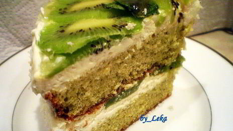 бисквитный торт с мятой и киви